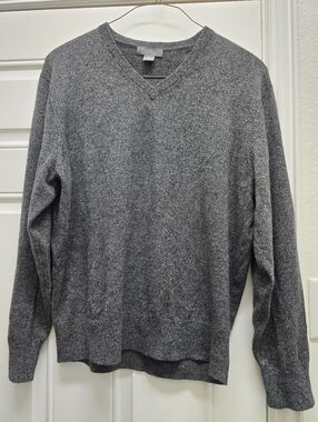 Daniel Cremieux XL Cashmere V-Neck Sweater Charcoal Gray Heathered Italy Luxe